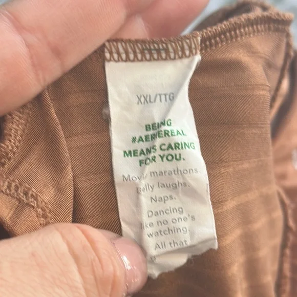 Aerie Ribbed Shine Longline Tie Front Triangle Bikini Top Size XXL - Picture 8 of 9